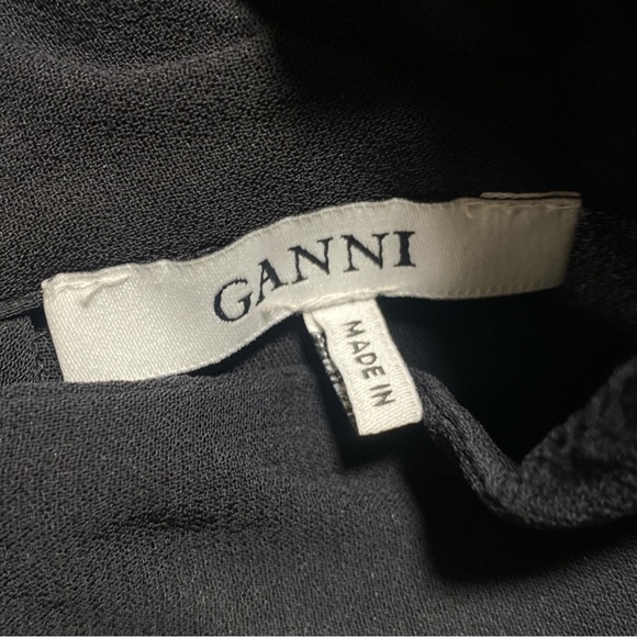 Ganni Turtleneck blouse w/elastic drawstring waist and feminine sleeves sz sm - Picture 4 of 5